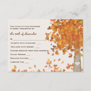 Tarjeta de respuesta RSVP de boda de árbol de Inic