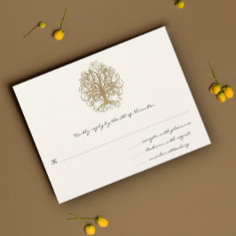 Tarjeta de respuesta RSVP de Boda de Árbol Swirl G