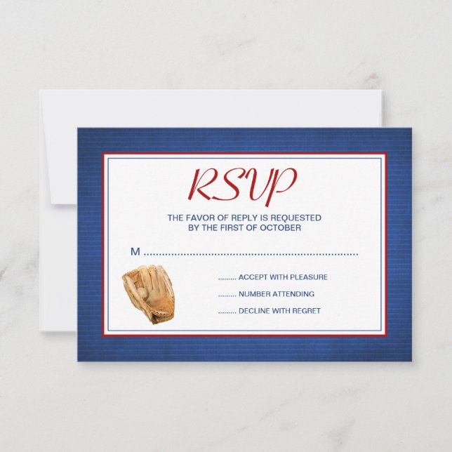 Tarjeta de respuesta RSVP de Boda de Béisbol (Anverso)