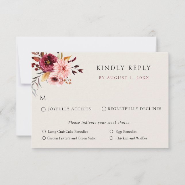 Tarjeta de respuesta RSVP de Boda de Calabaza Flor (Anverso)