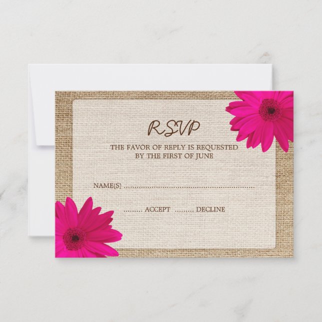 Tarjeta de respuesta RSVP de Boda de Daisy Rosa Bu (Anverso)
