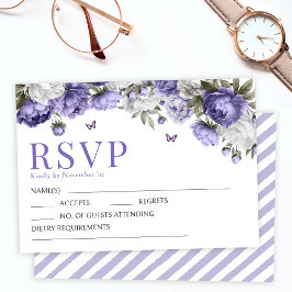 Tarjeta de respuesta RSVP de boda de flores violet
