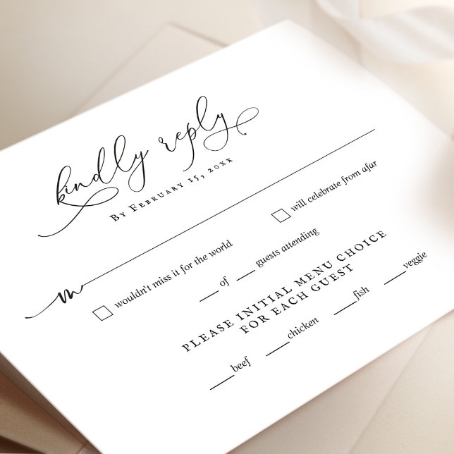 Tarjeta de respuesta RSVP de boda de guión minimal (Subido por el creador)