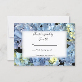 Tarjeta de respuesta RSVP de boda de hidrangea azu