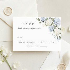 Tarjeta de respuesta RSVP de boda de hortensia azu