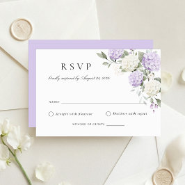 Tarjeta de respuesta RSVP de boda de Hortensia púr