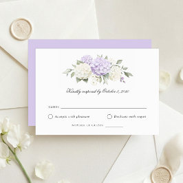 Tarjeta de respuesta RSVP de boda de Hortensia púr