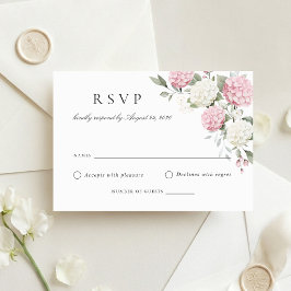 Tarjeta de respuesta RSVP de boda de hortensia ros
