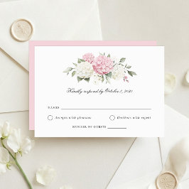 Tarjeta de respuesta RSVP de boda de hortensia ros