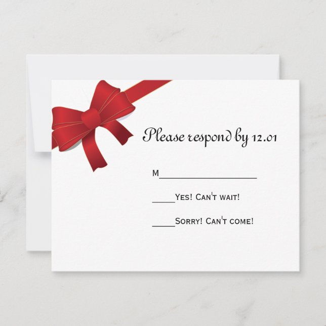 Tarjeta de respuesta RSVP de Boda de Invierno Red  (Anverso)