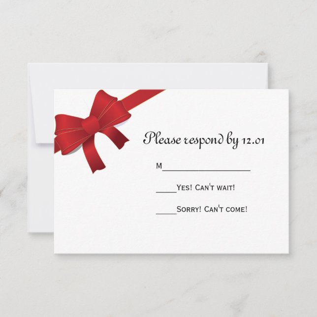 Tarjeta de respuesta RSVP de Boda de Invierno Red  (Anverso)