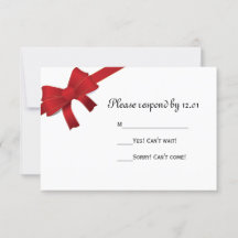 Tarjeta de respuesta RSVP de Boda de Invierno Red 