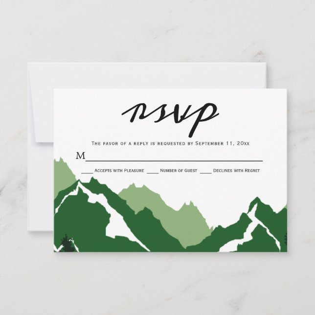 Tarjeta de respuesta RSVP de boda de las montañas  (Anverso)