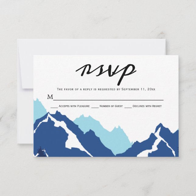 Tarjeta de respuesta RSVP de boda de las montañas  (Anverso)