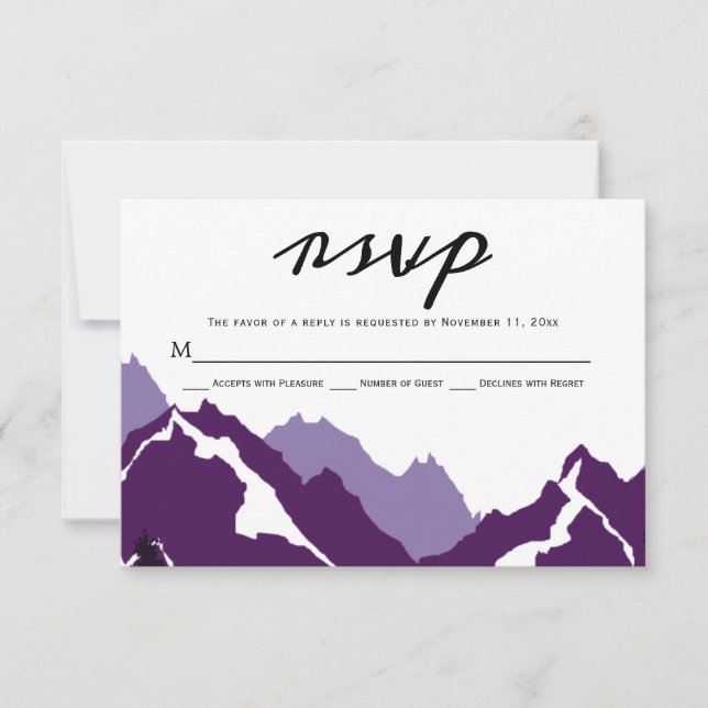 Tarjeta de respuesta RSVP de boda de las montañas  (Anverso)