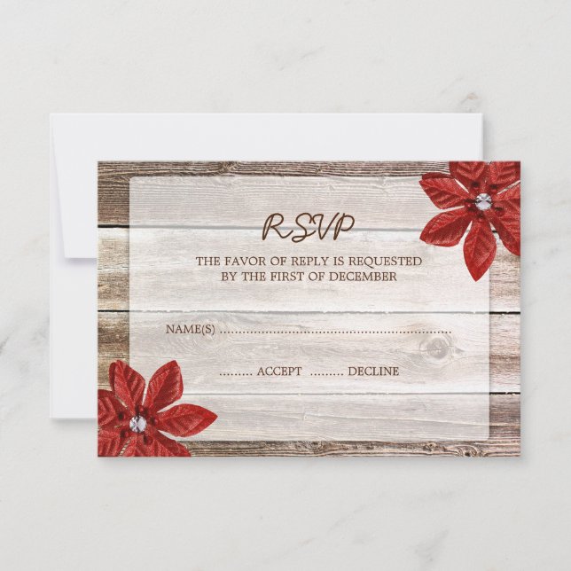 Tarjeta de respuesta RSVP de Boda de Madera de Poi (Anverso)