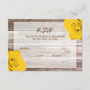 Tarjeta de respuesta RSVP de Boda de Madera de Ras