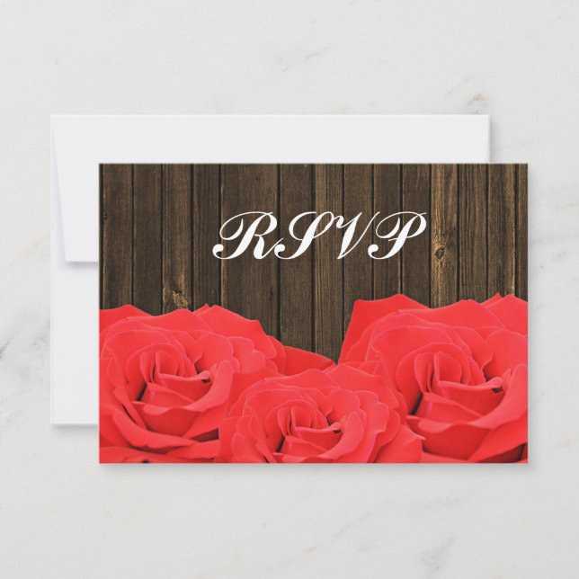 Tarjeta de respuesta RSVP de Boda de Madera de Ros (Anverso)