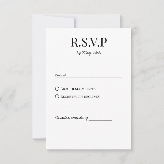 Tarjeta de respuesta RSVP de boda de Moda clásica (Anverso)
