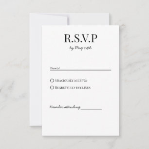 Tarjeta de respuesta RSVP de boda de Moda clásica