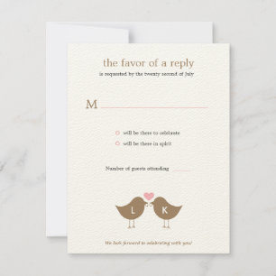 Tarjeta de respuesta/RSVP de boda de pájaros monog