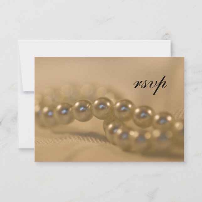 Tarjeta de respuesta RSVP de boda de perlas torcid (Anverso)