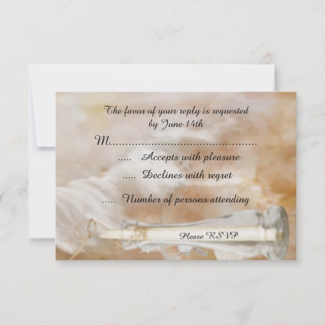 Tarjeta de respuesta RSVP de Boda de Playa (Anverso)