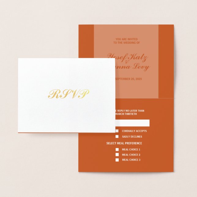 Tarjeta de respuesta RSVP de boda de Terracota y R (Demostración)