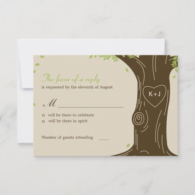 Tarjeta de respuesta / RSVP de boda del roble (Anverso)
