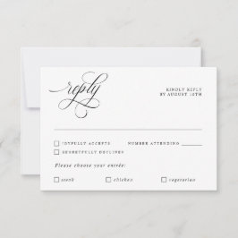 Tarjeta de respuesta RSVP de boda elegante con cal