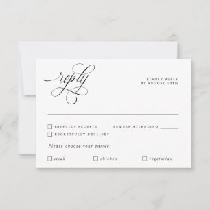 Tarjeta de respuesta RSVP de boda elegante con cal