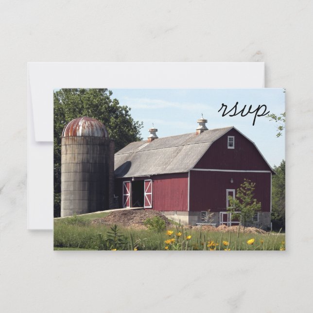 Tarjeta de respuesta RSVP de Boda en el País Silo  (Anverso)