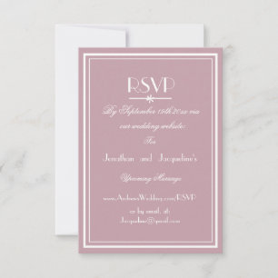 Tarjeta de respuesta RSVP de boda en rosa polvorie