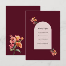 Tarjeta de respuesta RSVP de boda floral arqueada