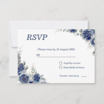 Tarjeta de respuesta RSVP de Boda Floral Azul