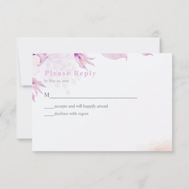 Tarjeta de respuesta RSVP de boda floral boho mode (Anverso)
