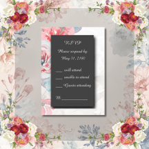 tarjeta de respuesta RSVP de boda floral con rosa 