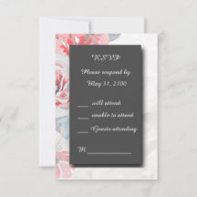 tarjeta de respuesta RSVP de boda floral con rosa