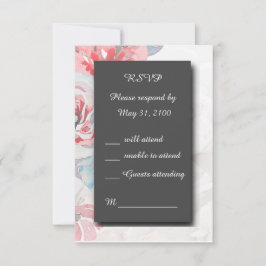 tarjeta de respuesta RSVP de boda floral con rosa 