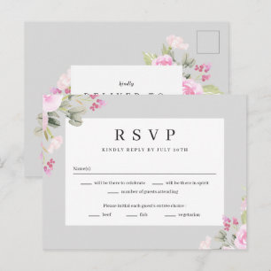 Tarjeta de respuesta RSVP de boda floral de jardín