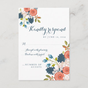 Tarjeta de respuesta RSVP de Boda Floral de Jardín