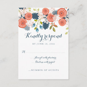 Tarjeta de respuesta RSVP de Boda Floral de Jardín