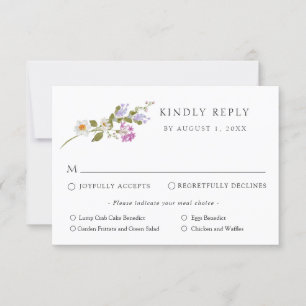 Tarjeta de respuesta RSVP de boda floral de primav