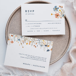 Tarjeta de respuesta RSVP de Boda floral elegante