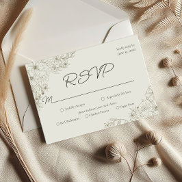 Tarjeta de respuesta RSVP de boda floral minimalis