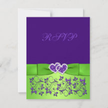 Tarjeta de respuesta RSVP de boda floral morada ve