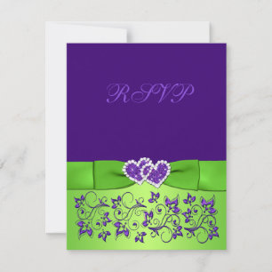Tarjeta de respuesta RSVP de boda floral morada ve
