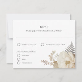 Tarjeta de respuesta RSVP de boda floral terrosa e