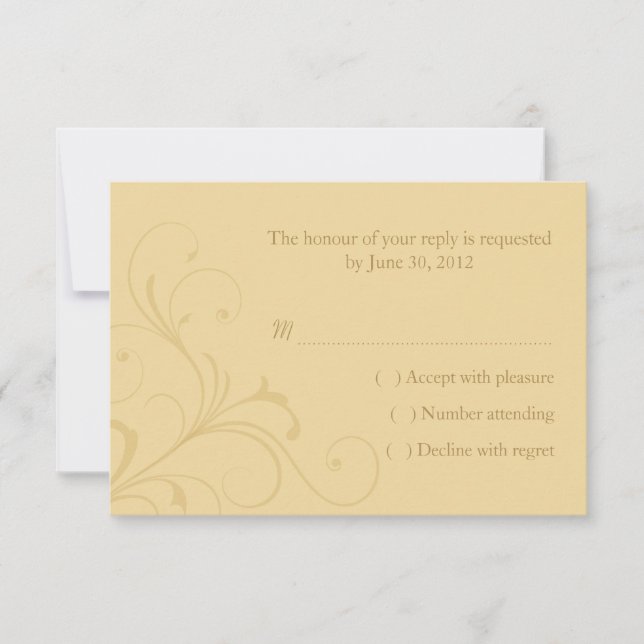 Tarjeta de respuesta RSVP de Boda Floreciente Amar (Anverso)