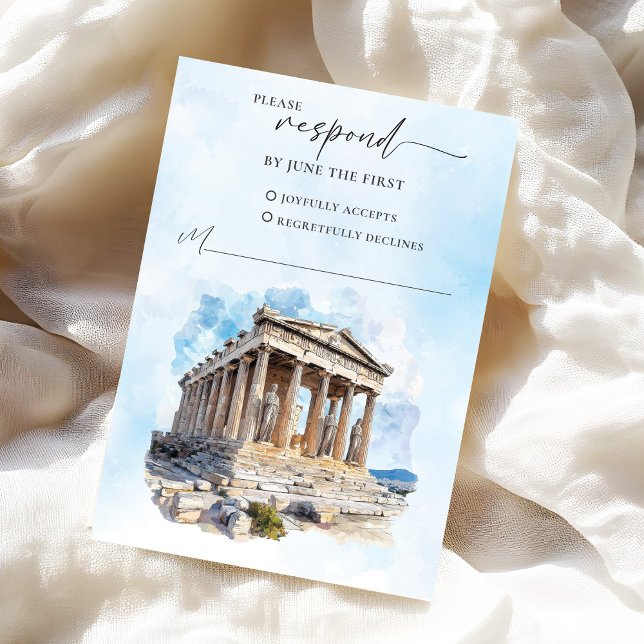 Tarjeta de respuesta RSVP de boda griega (Greek Wedding RSVP Response Card)
